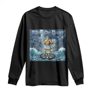 Greek Mythology Poseidon Dart Player Long Sleeve Shirt King Of Dart Trident Thrower TS12 Black Print Your Wear