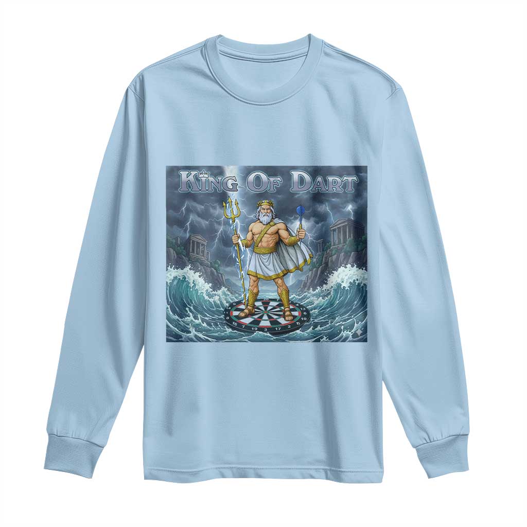 Greek Mythology Poseidon Dart Player Long Sleeve Shirt King Of Dart Trident Thrower TS12 Light Blue Print Your Wear