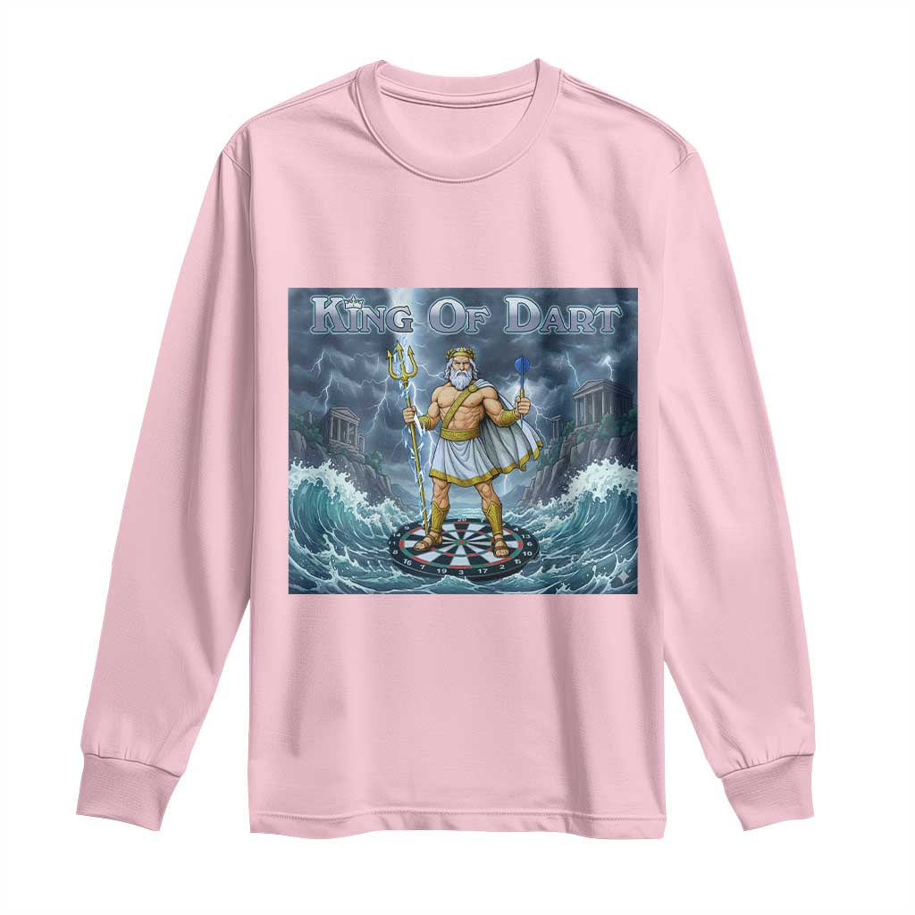 Greek Mythology Poseidon Dart Player Long Sleeve Shirt King Of Dart Trident Thrower TS12 Light Pink Print Your Wear