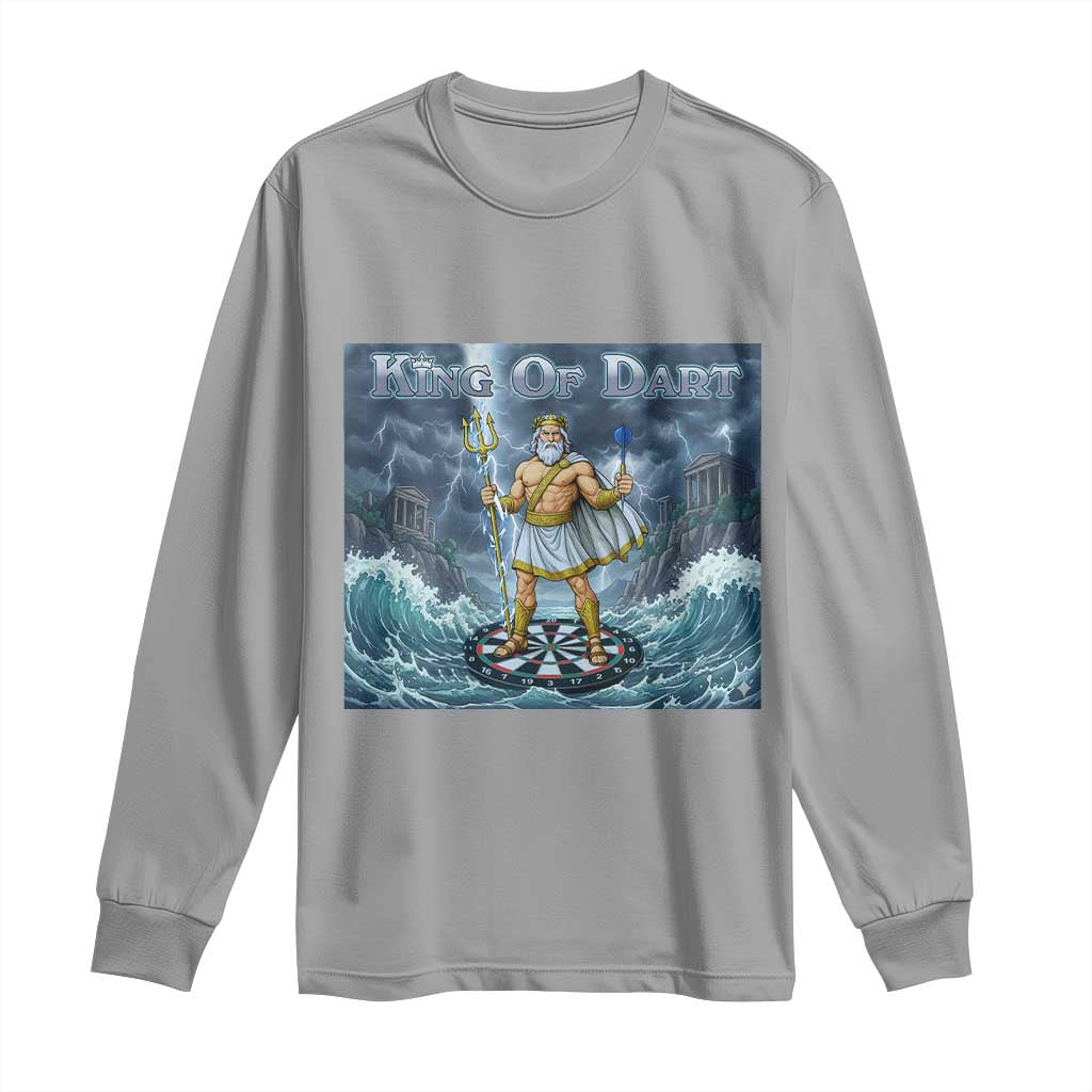 Greek Mythology Poseidon Dart Player Long Sleeve Shirt King Of Dart Trident Thrower TS12 Sport Gray Print Your Wear