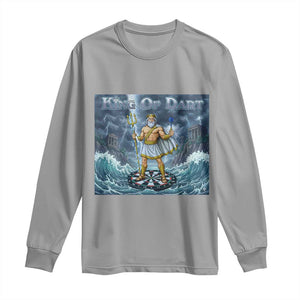 Greek Mythology Poseidon Dart Player Long Sleeve Shirt King Of Dart Trident Thrower TS12 Sport Gray Print Your Wear