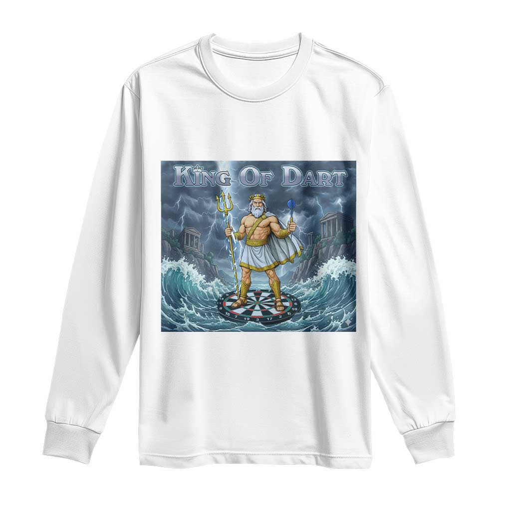 Greek Mythology Poseidon Dart Player Long Sleeve Shirt King Of Dart Trident Thrower TS12 White Print Your Wear
