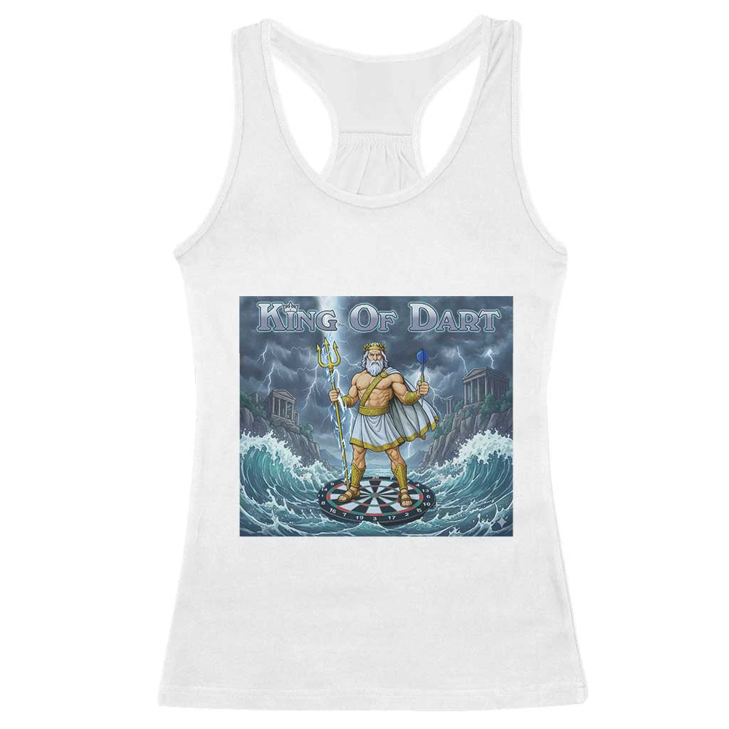 Greek Mythology Poseidon Dart Player Racerback Tank Top King Of Dart Trident Thrower TS12 White Print Your Wear