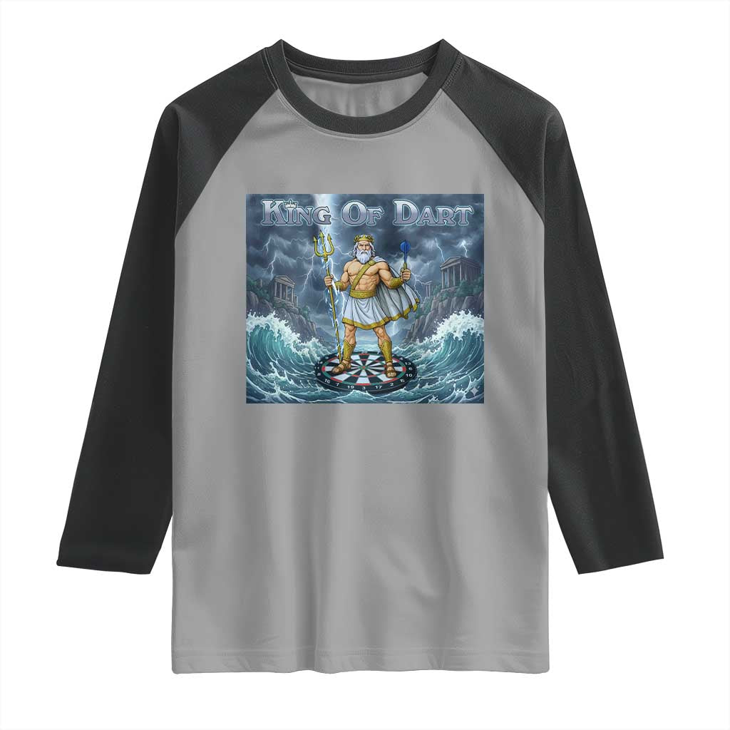 Greek Mythology Poseidon Dart Player Raglan Shirt King Of Dart Trident Thrower TS12 Sport Gray Black Print Your Wear