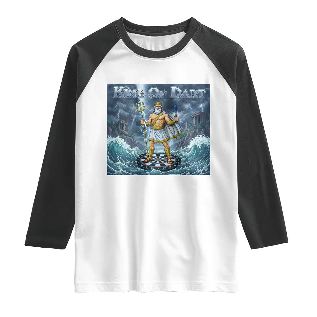 Greek Mythology Poseidon Dart Player Raglan Shirt King Of Dart Trident Thrower TS12 White Black Print Your Wear