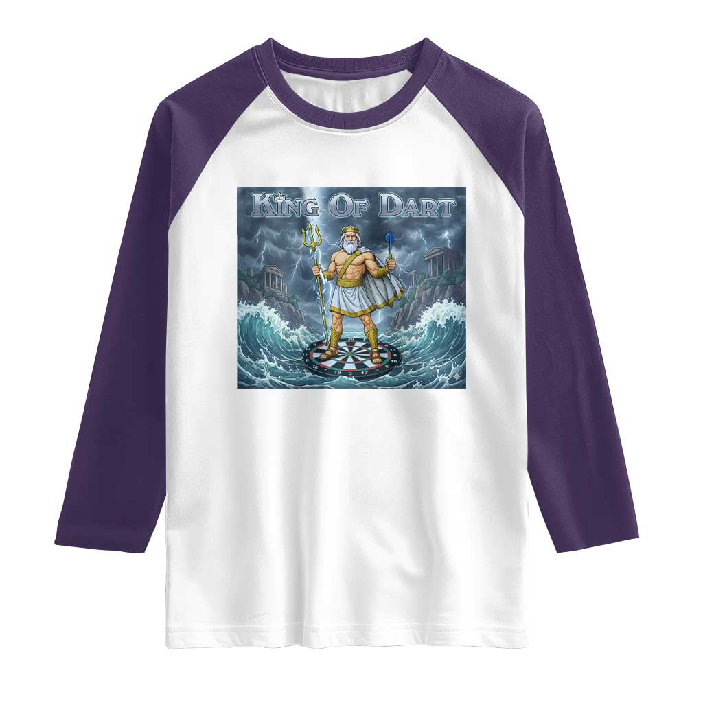 Greek Mythology Poseidon Dart Player Raglan Shirt King Of Dart Trident Thrower TS12 White Purple Print Your Wear