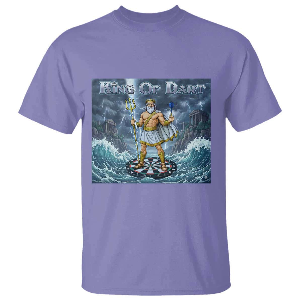 Greek Mythology Poseidon Dart Player T Shirt King Of Dart Trident Thrower TS12 Violet Print Your Wear