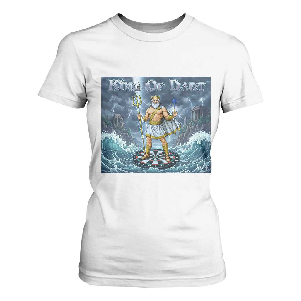 Greek Mythology Poseidon Dart Player T Shirt For Women King Of Dart Trident Thrower TS12 White Print Your Wear