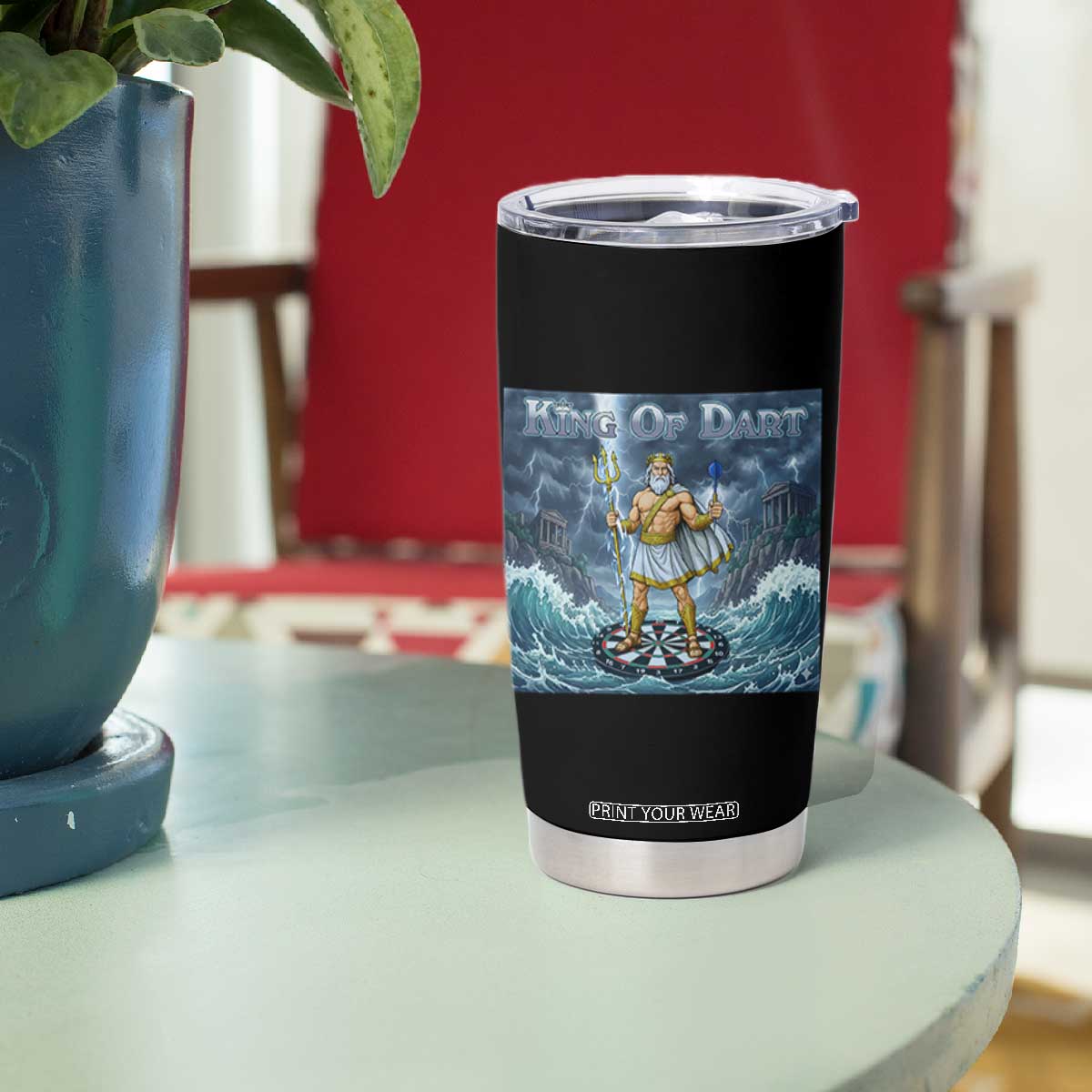 Greek Mythology Poseidon Dart Player Tumbler Cup King Of Dart Trident Thrower TS12 Print Your Wear