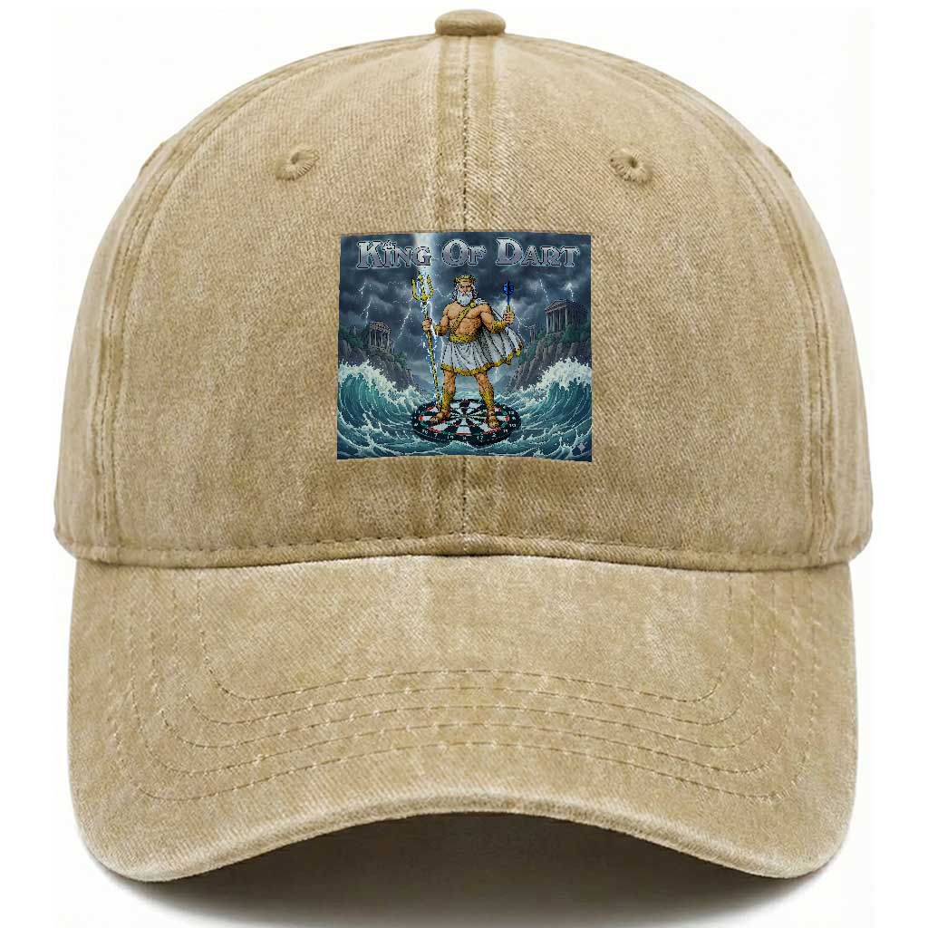 Greek Mythology Poseidon Dart Player Washed Cotton Baseball Cap King Of Dart Trident Thrower TS12 Print Your Wear