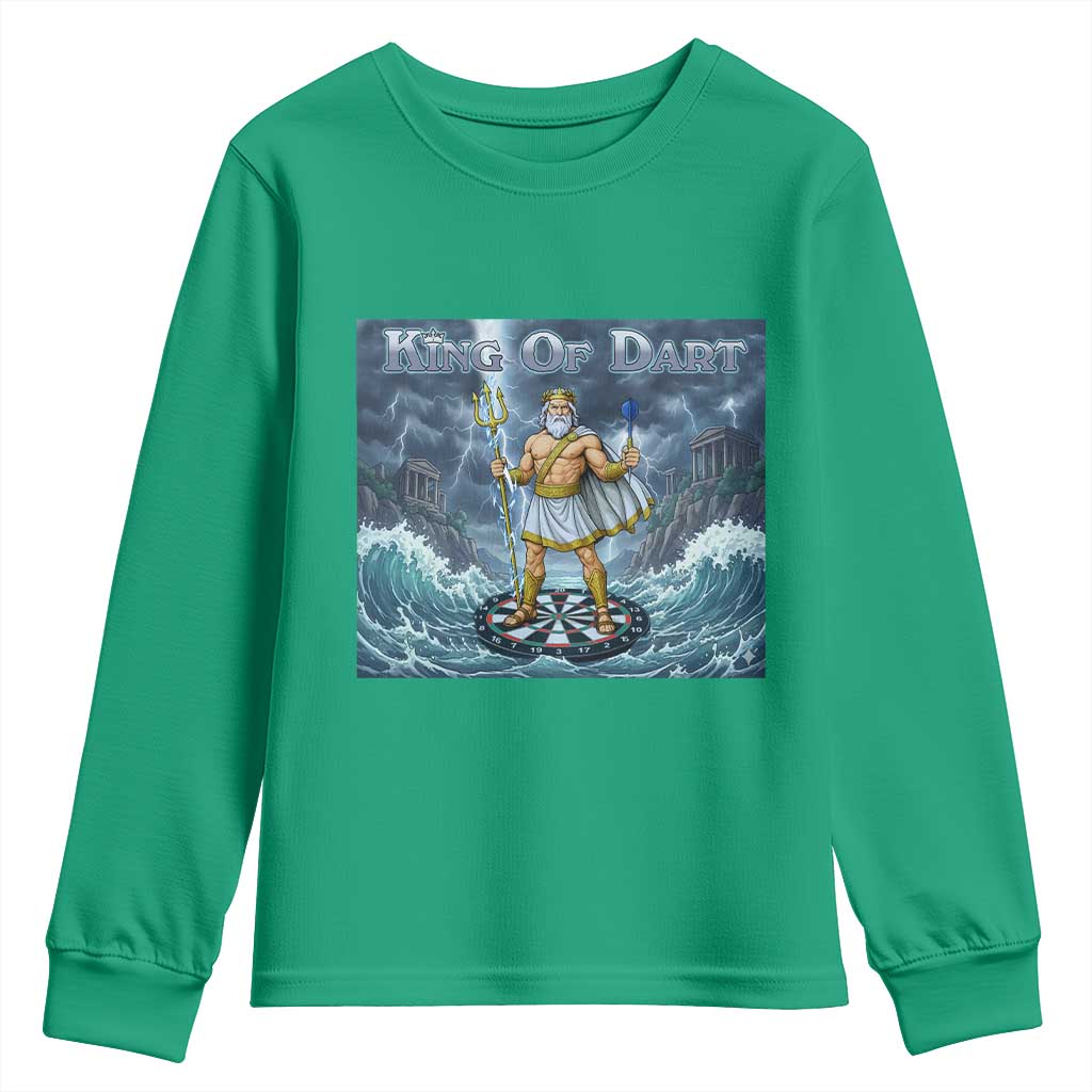 Greek Mythology Poseidon Dart Player Youth Sweatshirt King Of Dart Trident Thrower TS12 Irish Green Print Your Wear
