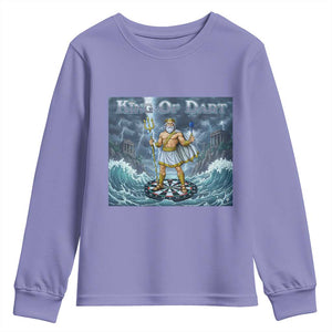Greek Mythology Poseidon Dart Player Youth Sweatshirt King Of Dart Trident Thrower TS12 Violet Print Your Wear