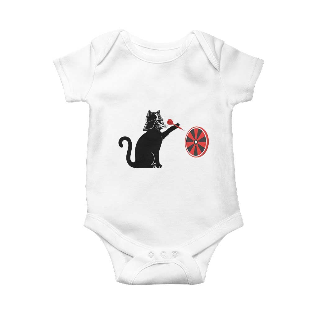 Black Cat Lord Darts Player Baby Onesie Funny Space Scifi Dartist Gift TS12 White Print Your Wear