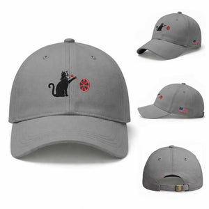 Black Cat Lord Darts Player Baseball Cap Funny Space Scifi Dartist Gift TS12 Baseball Cap Universal Fit Sport Gray Print Your Wear