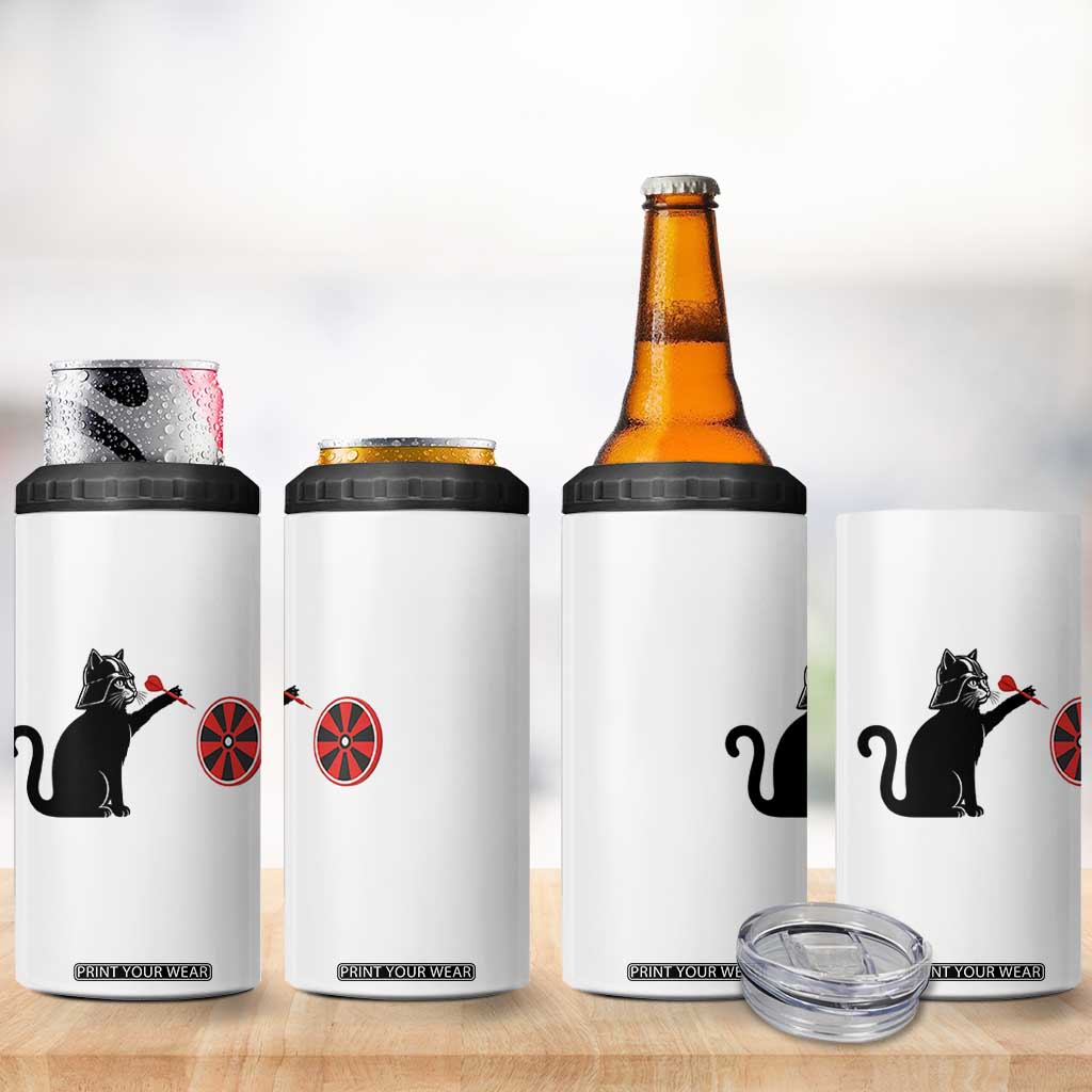 Black Cat Lord Darts Player 4 in 1 Can Cooler Tumbler Funny Space Scifi Dartist Gift TS12 Print Your Wear