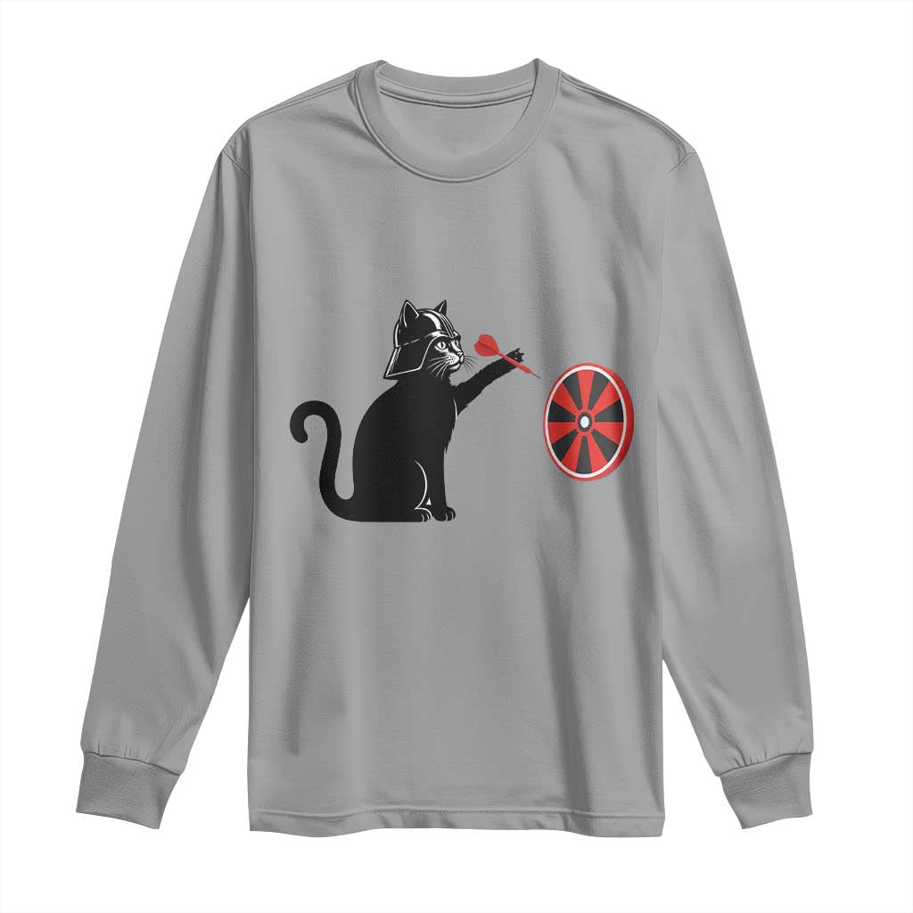 Black Cat Lord Darts Player Long Sleeve Shirt Funny Space Scifi Dartist Gift TS12 Sport Gray Print Your Wear