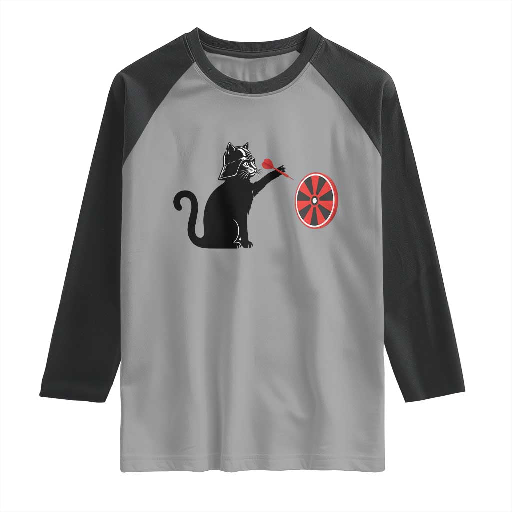 Black Cat Lord Darts Player Raglan Shirt Funny Space Scifi Dartist Gift TS12 Sport Gray Black Print Your Wear