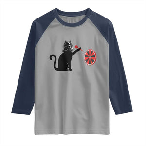 Black Cat Lord Darts Player Raglan Shirt Funny Space Scifi Dartist Gift TS12 Sport Gray Navy Print Your Wear