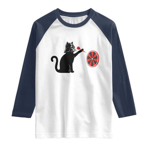 Black Cat Lord Darts Player Raglan Shirt Funny Space Scifi Dartist Gift TS12 White Navy Print Your Wear