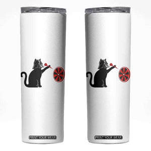 Black Cat Lord Darts Player Skinny Tumbler Funny Space Scifi Dartist Gift TS12 White Print Your Wear