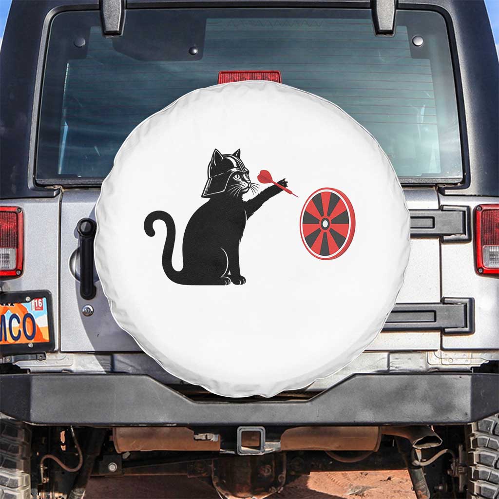Black Cat Lord Darts Player Spare Tire Cover Funny Space Scifi Dartist Gift TS12 No hole White Print Your Wear