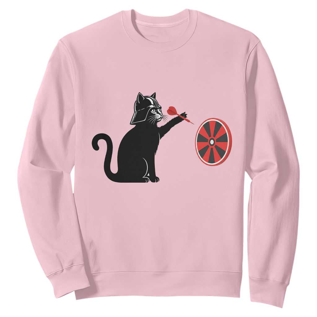 Black Cat Lord Darts Player Sweatshirt Funny Space Scifi Dartist Gift TS12 Light Pink Print Your Wear