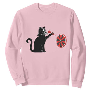 Black Cat Lord Darts Player Sweatshirt Funny Space Scifi Dartist Gift TS12 Light Pink Print Your Wear