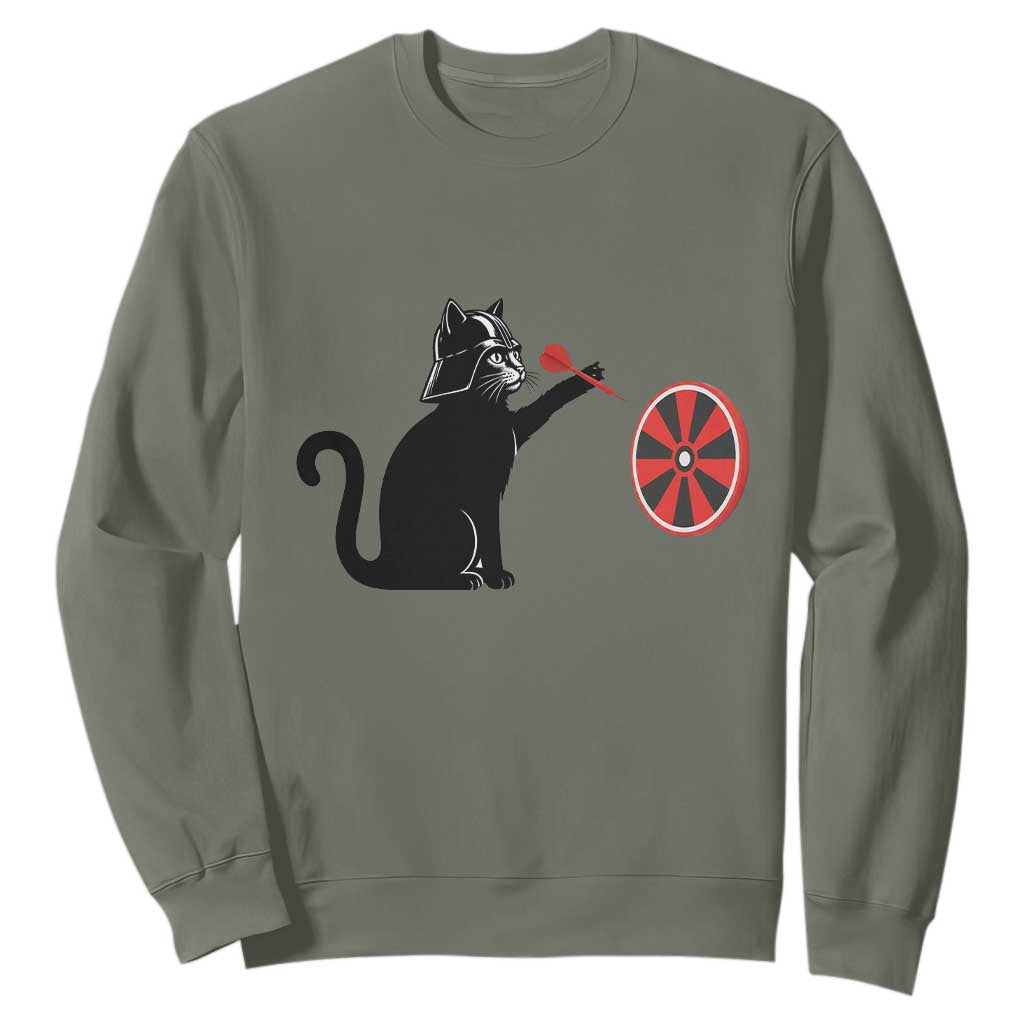 Black Cat Lord Darts Player Sweatshirt Funny Space Scifi Dartist Gift TS12 Military Green Print Your Wear
