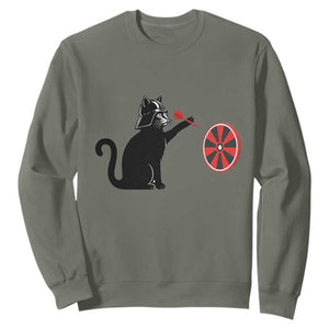 Black Cat Lord Darts Player Sweatshirt Funny Space Scifi Dartist Gift TS12 Military Green Print Your Wear
