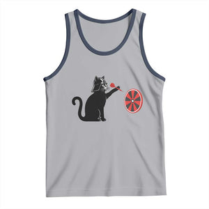 Black Cat Lord Darts Player Tank Top Funny Space Scifi Dartist Gift TS12 Athletic Heather Navy Print Your Wear