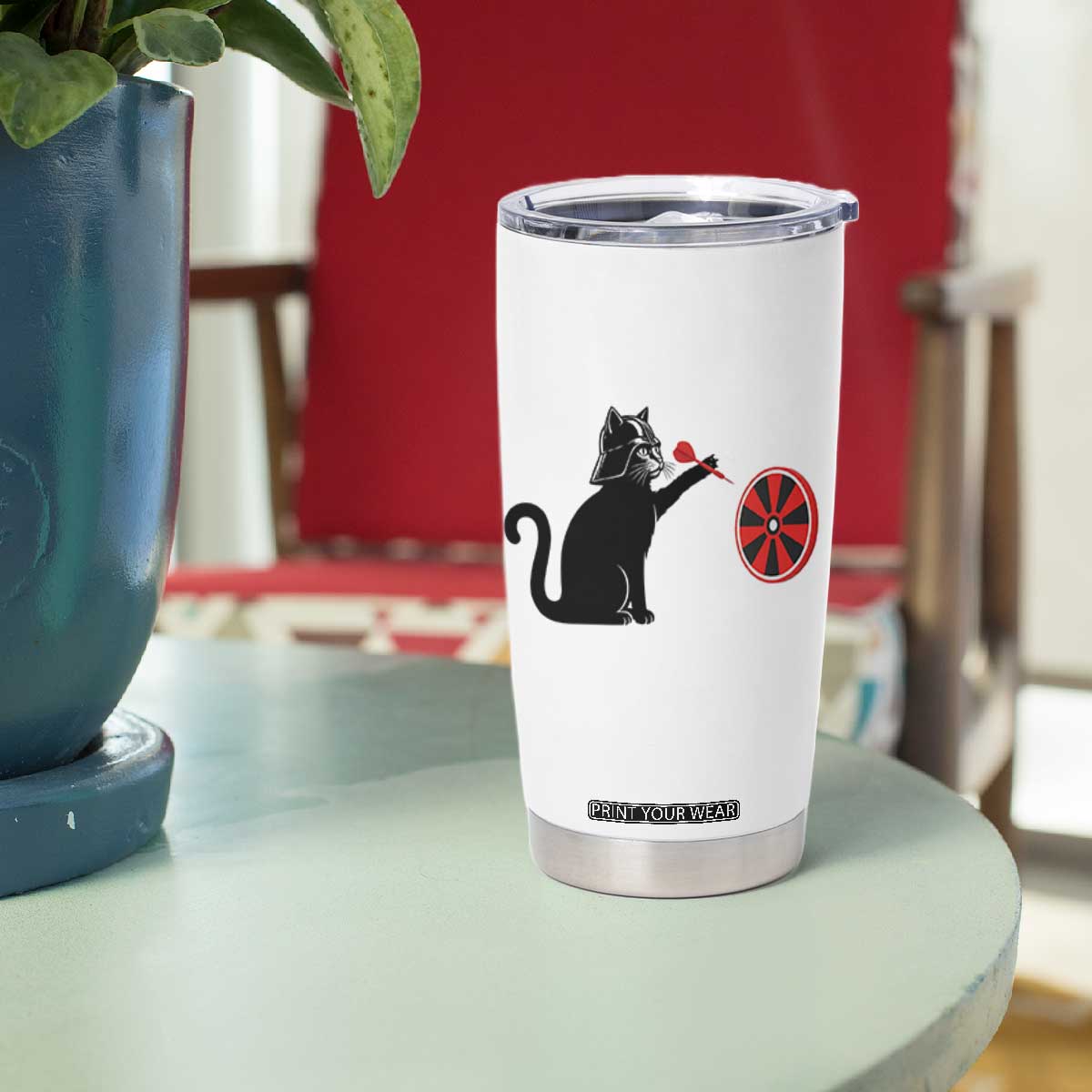 Black Cat Lord Darts Player Tumbler Cup Funny Space Scifi Dartist Gift TS12 Print Your Wear