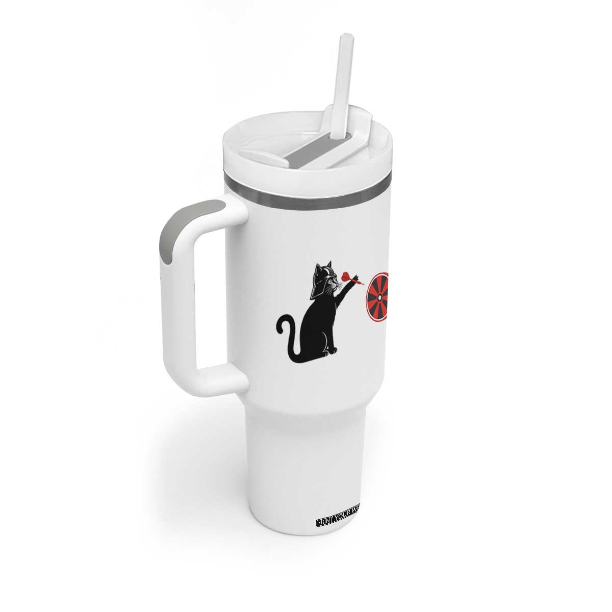 Black Cat Lord Darts Player Tumbler With Handle Funny Space Scifi Dartist Gift TS12 Print Your Wear