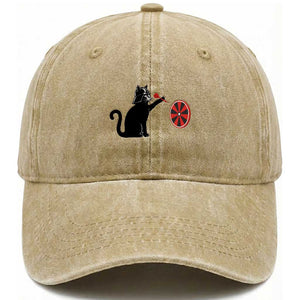 Black Cat Lord Darts Player Washed Cotton Baseball Cap Funny Space Scifi Dartist Gift TS12 Print Your Wear