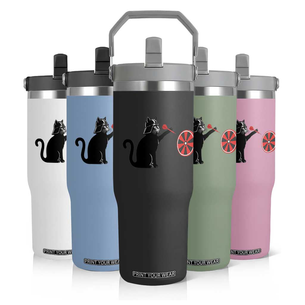 Black Cat Lord Darts Player Flip Straw Tumbler Funny Space Scifi Dartist Gift TS12 Print Your Wear