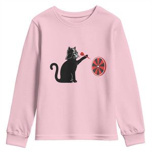 Black Cat Lord Darts Player Youth Sweatshirt Funny Space Scifi Dartist Gift TS12 Light Pink Print Your Wear
