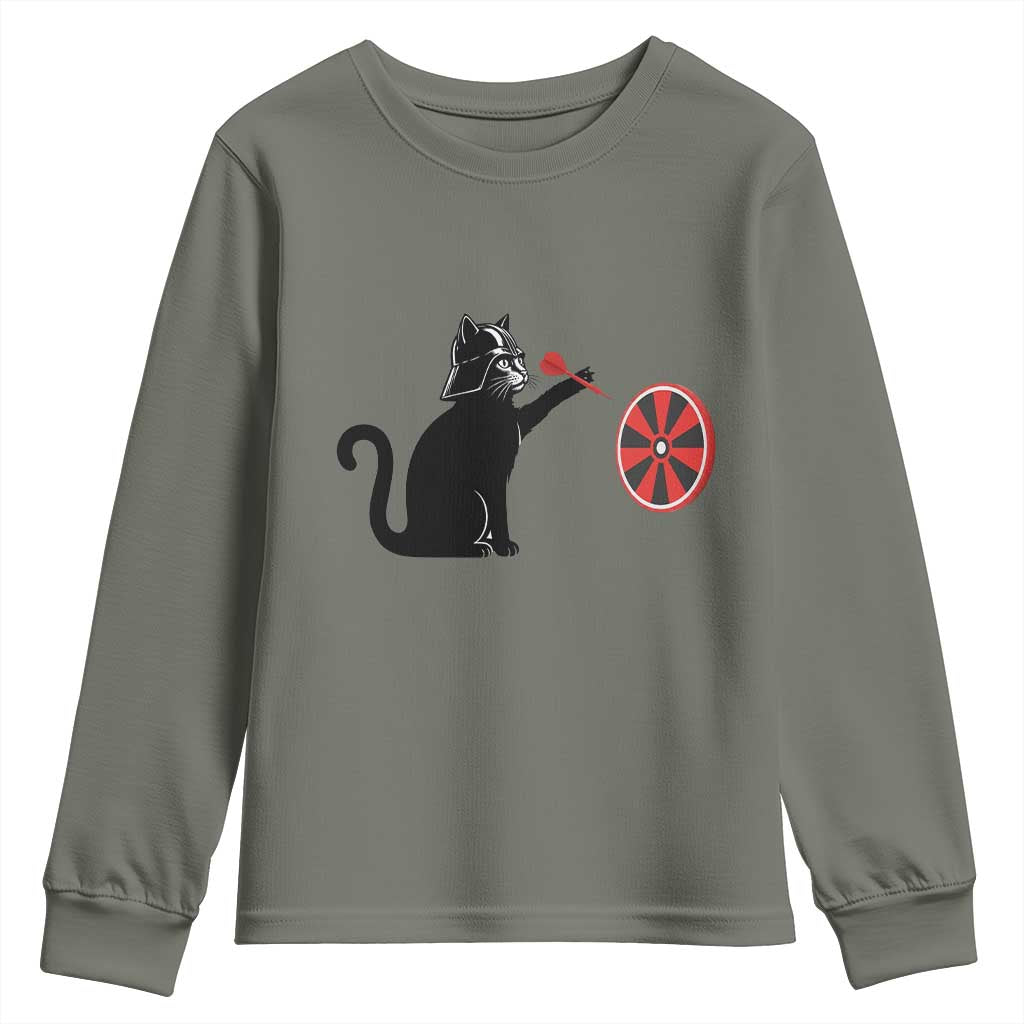 Black Cat Lord Darts Player Youth Sweatshirt Funny Space Scifi Dartist Gift TS12 Military Green Print Your Wear