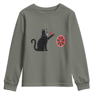 Black Cat Lord Darts Player Youth Sweatshirt Funny Space Scifi Dartist Gift TS12 Military Green Print Your Wear