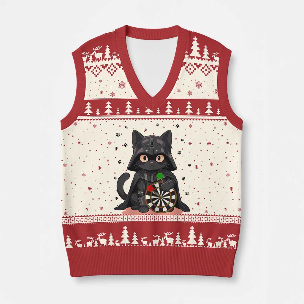 Dark Lord Cat Dartist Gift V-Neck Knit Sweater Vest Funny Sci Fi Dart Thrower Gift TS12 Beige Red Print Your Wear
