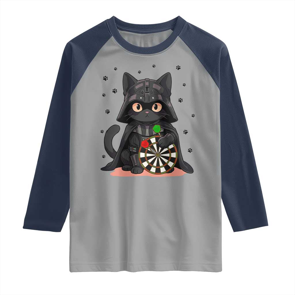 Dark Lord Cat Dartist Gift Raglan Shirt Funny Sci Fi Dart Thrower Gift TS12 Sport Gray Navy Print Your Wear