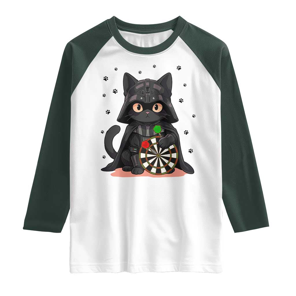 Dark Lord Cat Dartist Gift Raglan Shirt Funny Sci Fi Dart Thrower Gift TS12 White Dark Forest Green Print Your Wear