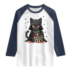 Dark Lord Cat Dartist Gift Raglan Shirt Funny Sci Fi Dart Thrower Gift TS12 White Navy Print Your Wear