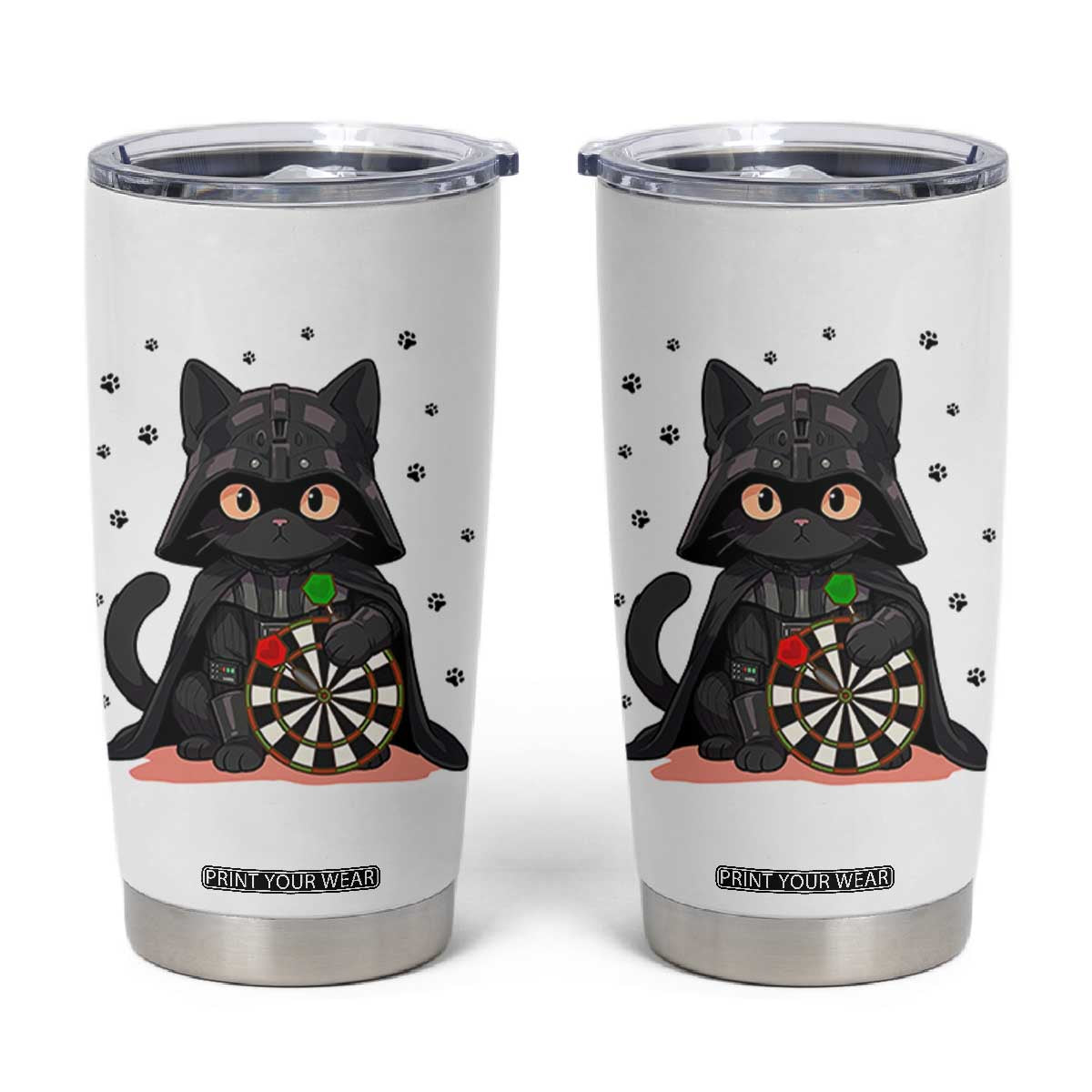 Dark Lord Cat Dartist Gift Tumbler Cup Funny Sci Fi Dart Thrower Gift TS12 White Print Your Wear