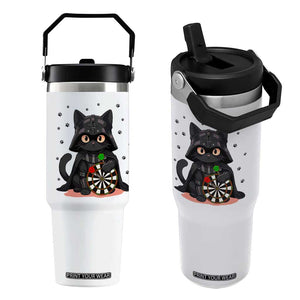 Dark Lord Cat Dartist Gift Flip Straw Tumbler Funny Sci Fi Dart Thrower Gift TS12 One Size: 30 oz White Print Your Wear