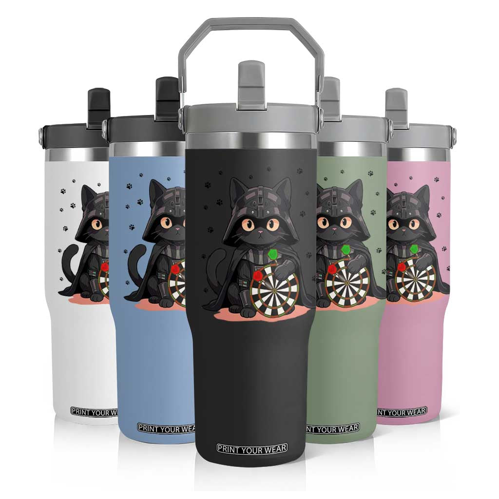 Dark Lord Cat Dartist Gift Flip Straw Tumbler Funny Sci Fi Dart Thrower Gift TS12 Print Your Wear