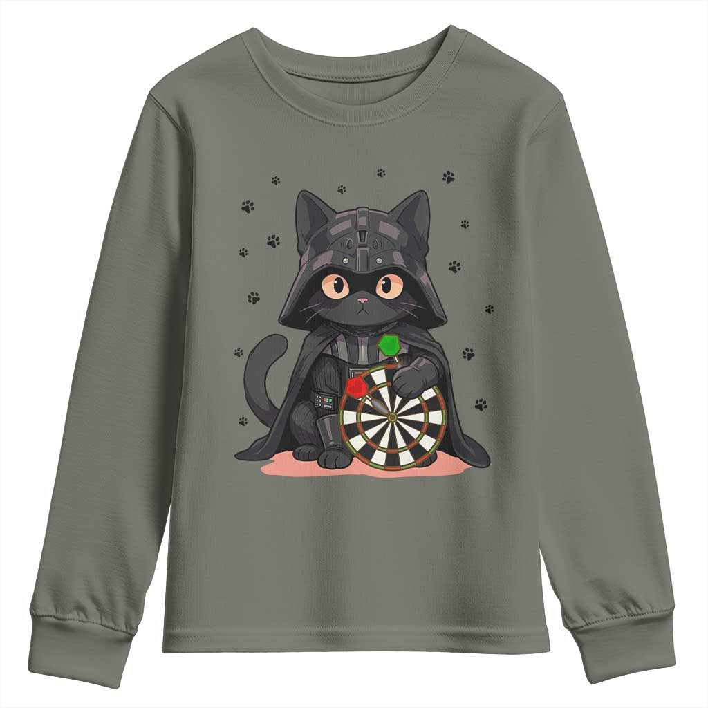 Dark Lord Cat Dartist Gift Youth Sweatshirt Funny Sci Fi Dart Thrower Gift TS12 Military Green Print Your Wear