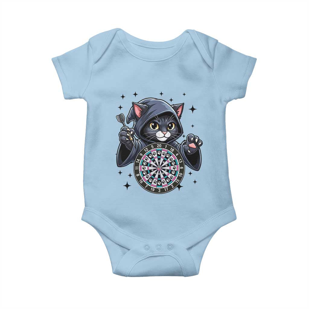 Funny Grim Reaper Cat Dart Player Baby Onesie Gothic Dartist Gift TS12 Light Blue Print Your Wear