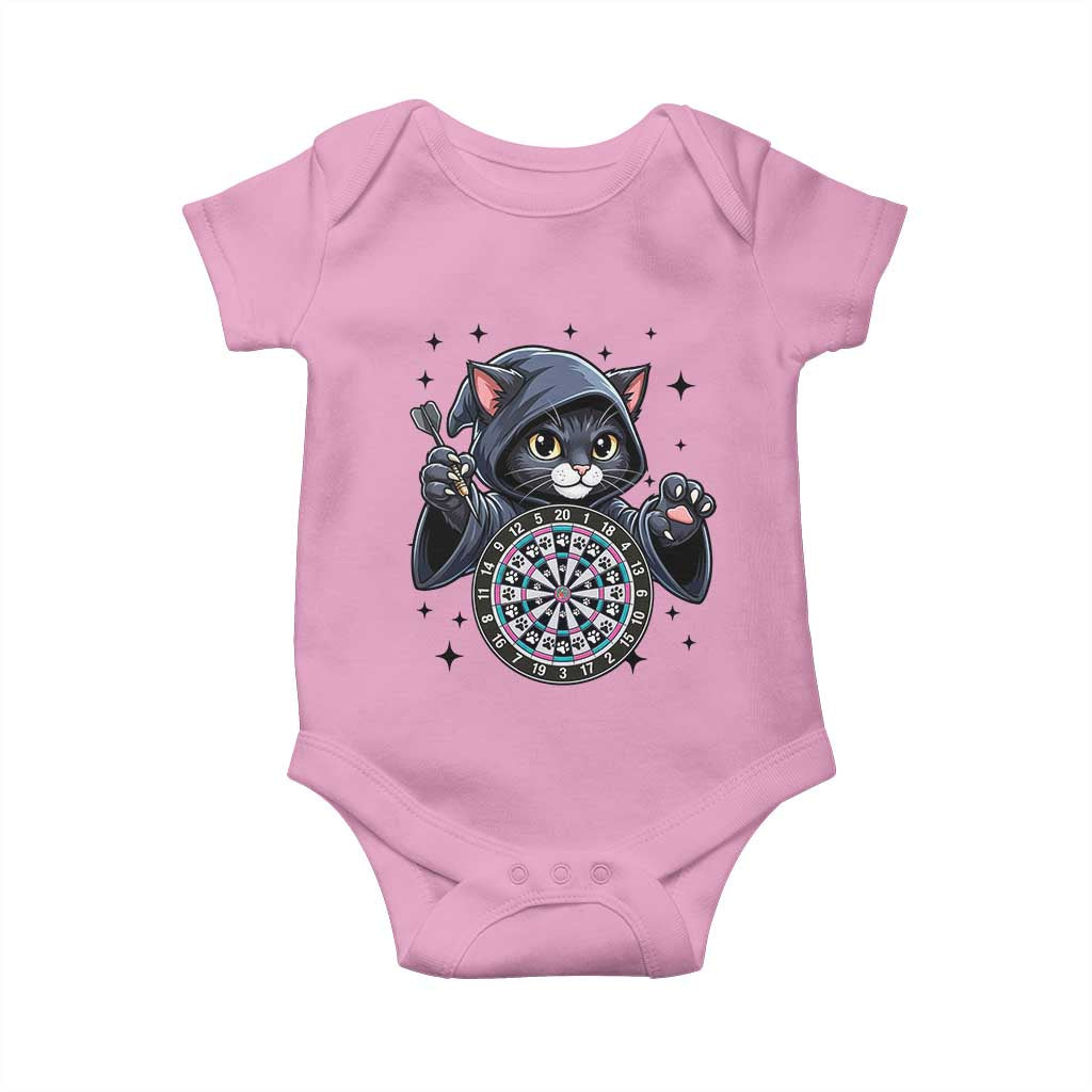 Funny Grim Reaper Cat Dart Player Baby Onesie Gothic Dartist Gift TS12 Light Pink Print Your Wear