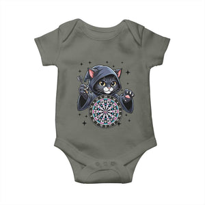 Funny Grim Reaper Cat Dart Player Baby Onesie Gothic Dartist Gift TS12 Military Green Print Your Wear
