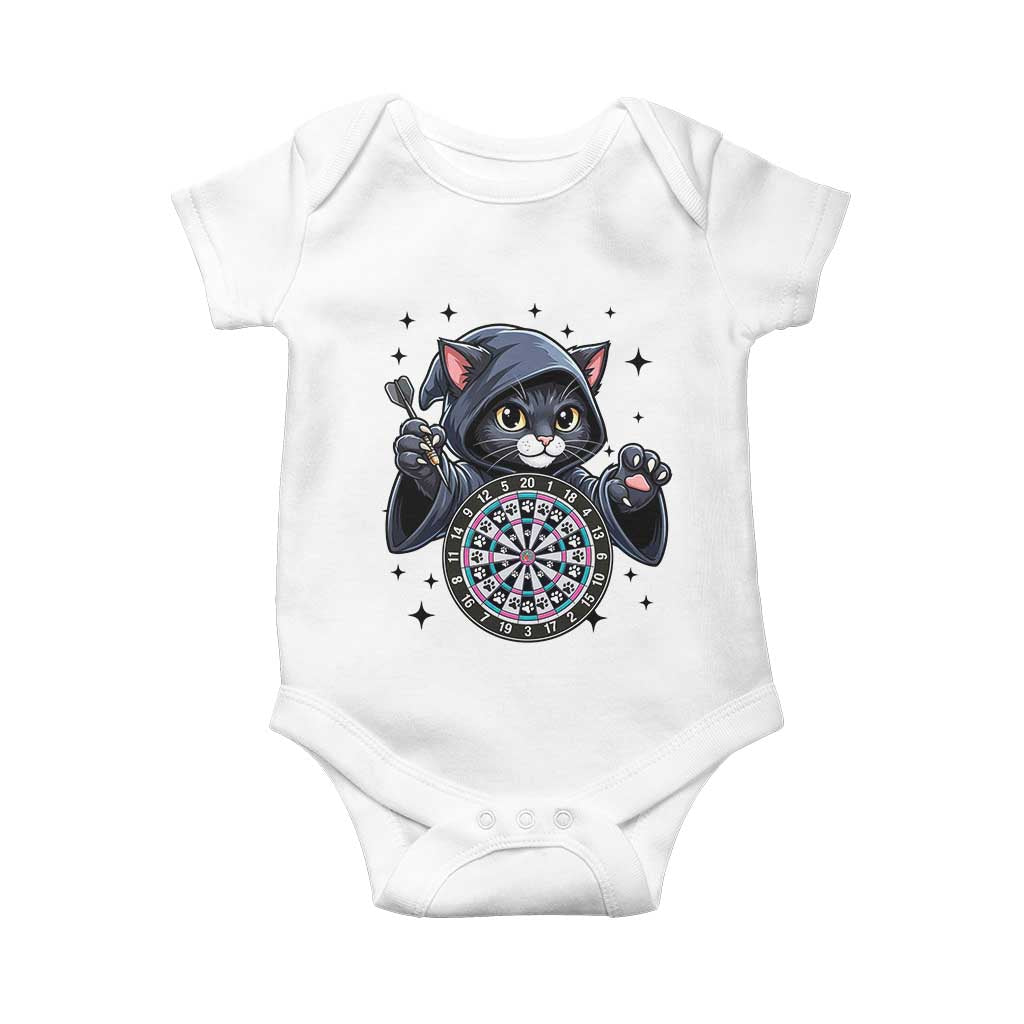 Funny Grim Reaper Cat Dart Player Baby Onesie Gothic Dartist Gift TS12 White Print Your Wear