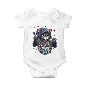 Funny Grim Reaper Cat Dart Player Baby Onesie Gothic Dartist Gift TS12 White Print Your Wear